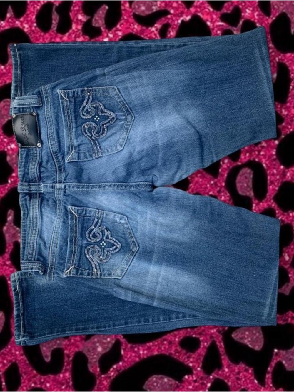 VINTAGE DEADSTOCK Y2K Red Rivet Embellished Rhinestone Jeans